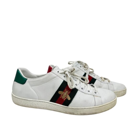 Gucci Ace embroidered bee white leather sneakers womens size 36.5 6.5 - Picture 2 of 16